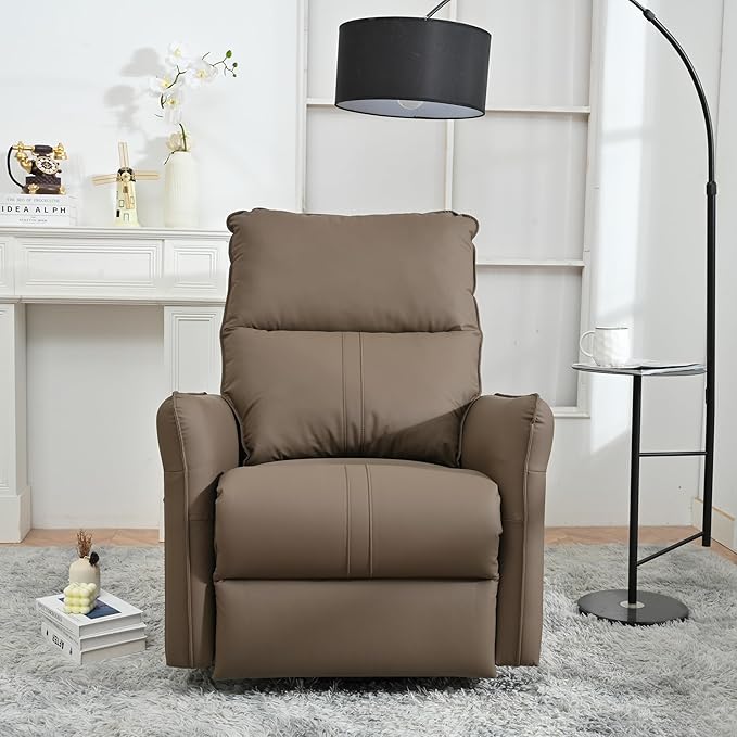 Ball &amp Cast Power Recliner Chair with USB and Type-c Ports270° Swivel Rocker Recliner Sofa W/Padded BackrestInfinite Position Power Lift Chairfor Living RoomBedroomHome TheatersBrown