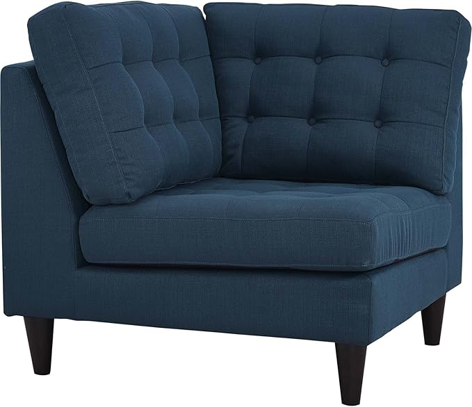 Modway Empress Mid-Century Modern Upholstered Fabric Corner Sofa In Azure