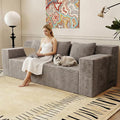 71 Love Seat Couches Corduroy Boneless Loveseat with Deep Seats 2 Seat Couch Apartment Size Couch with 3 Pillows&ampSide Pockets for Bedroom Office No Assembly Required Camel