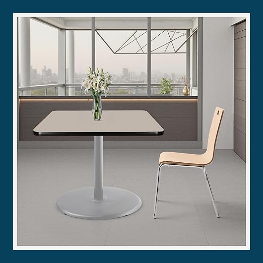 OEF Furnishings OEFCTG33636RDGY Premium Commercial-Grade Restaurant and Breakroom Cafe Table (Square 36 in Side 30 in Dining Height Round-Base Gray Frame Gray Nebula Laminate)