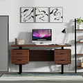 60'' Mariposa Home Office Computer Desk - Walnut Top Walnut Base Black Metal Black Hardware