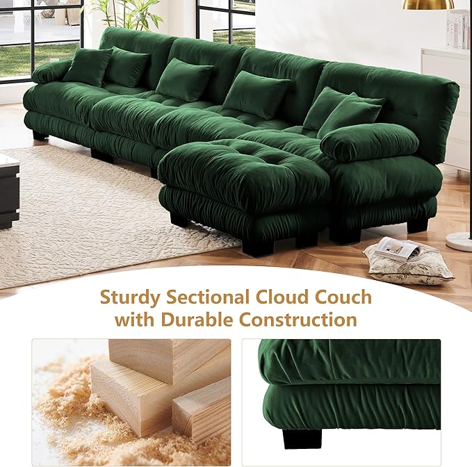 Aoowow Modern Modular Sectional Sofa173.2 Oversized 4 Seater L-Shaped CouchChenille Cloud Couches for Living RoomTufted 4 Seat Lounger Cloud Sofa with Deep Seat
