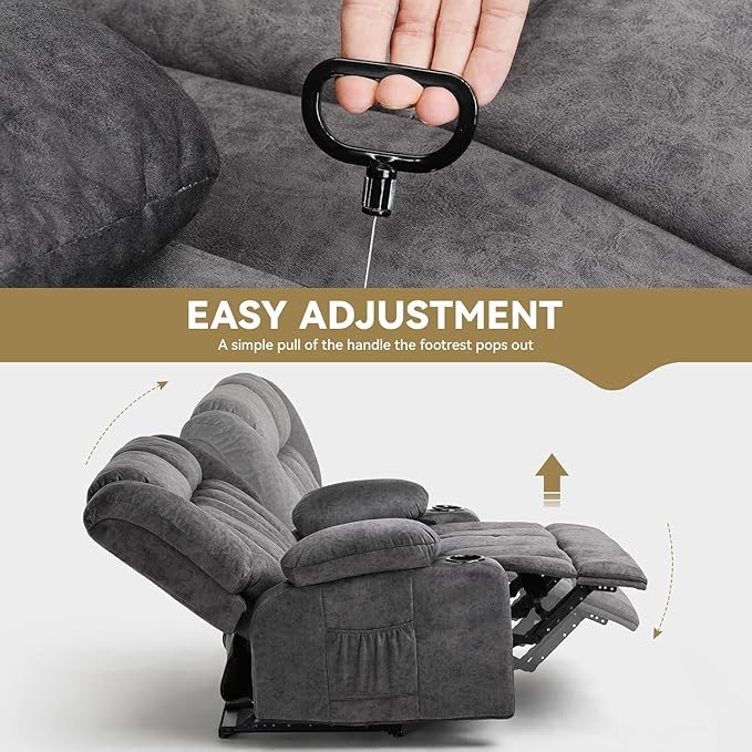 COMHOMA Manual Recliner Chair SetFabric Reclining Sofa Chair with Cup Holders Upholstered Recliner with Side Pockets Suitable for Living Room Furniture (2+1)