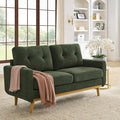 67.7 Green Loveseat Sofa Couch Mid-Century Modern Love Seat Couches for Living Room Button Tufted Upholstered Small Loveseats for Small Space Office Bedroom with Wooden Legs