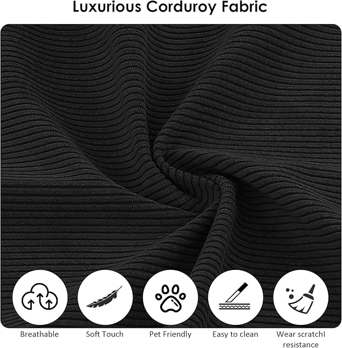 80 Convertible Sofa Bed 3-in-1 Corduroy Folding Pull Out Couch with Pillows No Assembly Modern Boneless Couch Compression Sofa in Box Floor Sofa with Side Storage for Living RoomBlack