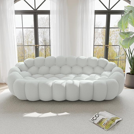 WJShome Bubble Couch98'' Modern Curved Sofa 3 Seater Morden Lazy Floor Sofa Memory Foam Bean Bag Floor Couch Lounge Chair for Living Room Office Apartment-Gray