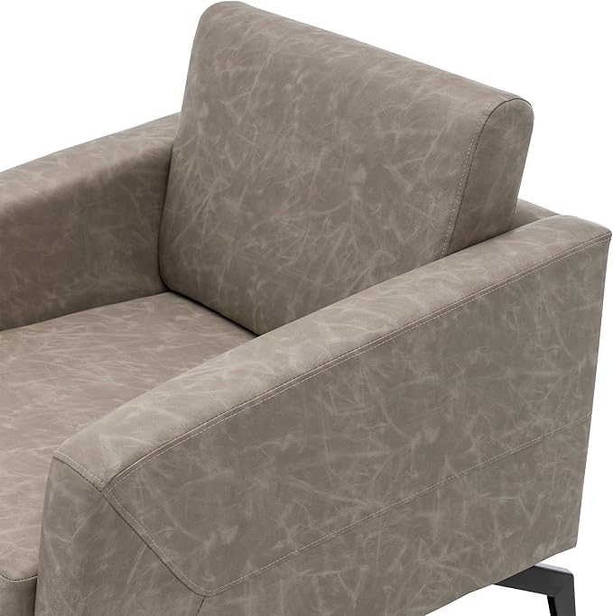 MINCETA Accent ChairsArmchair(Seat Area:19.7 D x 19.7 W)Modern Comfy Reading Chairs for Small Space Living RoomReading RoomPU Leather in Greige