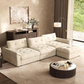 Oversized Modular Sectional Sofa with Adjustable Back Modern Comfy Sectional Couch with Storage Ottoman Deep Seat Chenille Cloud Couch for Living Room 3 Seater with Ottoman Beige