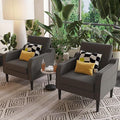 Grey Accent Chair Set of 2 - Upholstered Armchair with Side Pockets Comfy Living Room Arm Chair Reading Accent Chairs for Bedroom Living Room Apartment Office