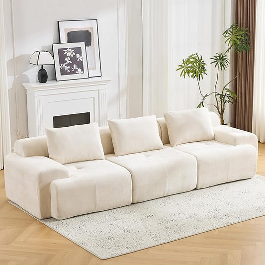 120.5 Modular Sectional Sofa Chenille Upholstered Boneless Couch Modern Deep Seat Cloud Sectional Couches for Living Room Oversized 3 Seater Couch No Assembly Beige