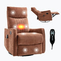 Casaphoria 360° Swivel Rocking Recliner Chair with Heat and Massage Upholstered Fabric Nursery Glider with Side Pocket for Living RoomBedroomHome Theater and RV Small Space(Orange)