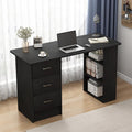 Computer Desk with DrawersHome Office Desk with Storage RacksModern Writing Desk for Bedroom Study(Black)