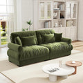 Velvet Loveseat Sofa93.7 W Oversized Fluffy Tufted 2-Seat Cloud Couch with 25.6 Seat DepthComfy Modern Deep Seat Sofa with Bolster Armrest PillowsGreen