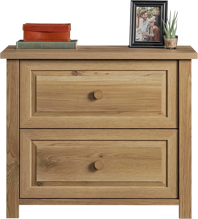Lateral 2 Drawer Small File Cabinet with Lock Under Desk Locking Storage Drawers Organizer for Home Farmhouse Office Filing CabinetsBrown