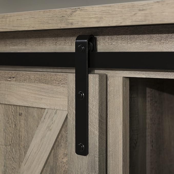 Walker Edison Richmond Modern Farmhouse Sliding Barn Door TV Stand for TVs up to 65 Inches 58 Inch Grey Wash