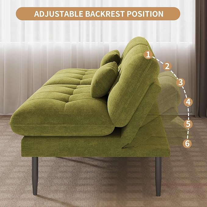 Single Supplementary Unit of The Convertible Module can be Matched with 70 inch Convertible Futon Sofa Bed Used for DIY a Larger Sofa. Olive Green