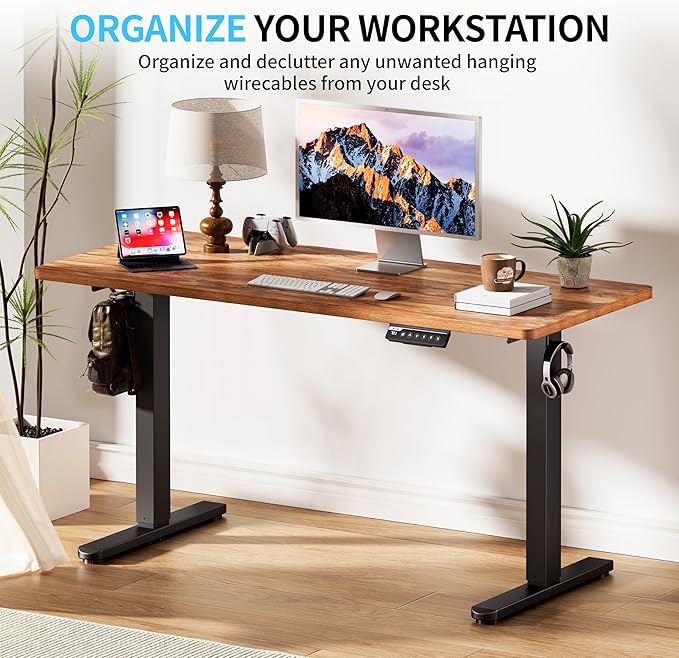 BIZUM Electric Standing Desk 55x24 inches Height Adjustable Desk Sit to Stand Desks Memory Gaming Computer Workstation for Home Office Light Rustic Brown