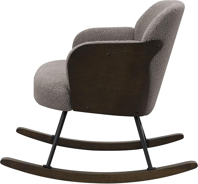 Coaster Home Furnishings - Paige - Wood - Upholstered Rocking Chair with Boucle Fabric Metal Legs and Foam Seat - Living Room or Nursery - Taupe - 602626