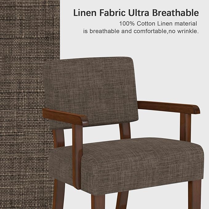 Mid Century Modern Accent ChairArmchairs with Solid Wood Frame and LegsUpholstered Reading Leisure Chair for Living RoomBedroomOfficeWaiting Room (Brown)