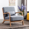 ANJ Mid Century Modern Accent Chair Single Fabric Lounge Reading Armchair with Solid Wood Frame Easy Assembly Arm Chairs for Living Room Grey