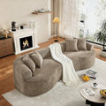112'' Modern Curved Sectional Sofa Oversized Boneless Cloud Couch Luxury Plush Chenille Sofa 4-Seater Extra Deep No Assembly for Living Room Bedroom Apartment Light Brown