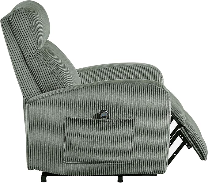 Lexicon Power Lift Recliner Chair for Elderly with Remote Control Gentle Lift Motion Side Pocket Armrest Corduroy Upholstered Electric Recliner for Living Room/Bedroom Easy Assembly Green