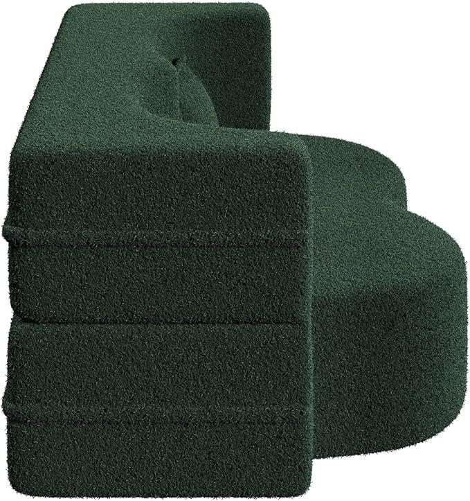 78” Floor Sleeper Sofa Bed Modern 2 in 1 Full Size Foldable Mattress with 2 Pillows Convertible Boneless Couch with Deep Seat for Living Room No Assembly Required (Green &amp Teddy) | No Assembly