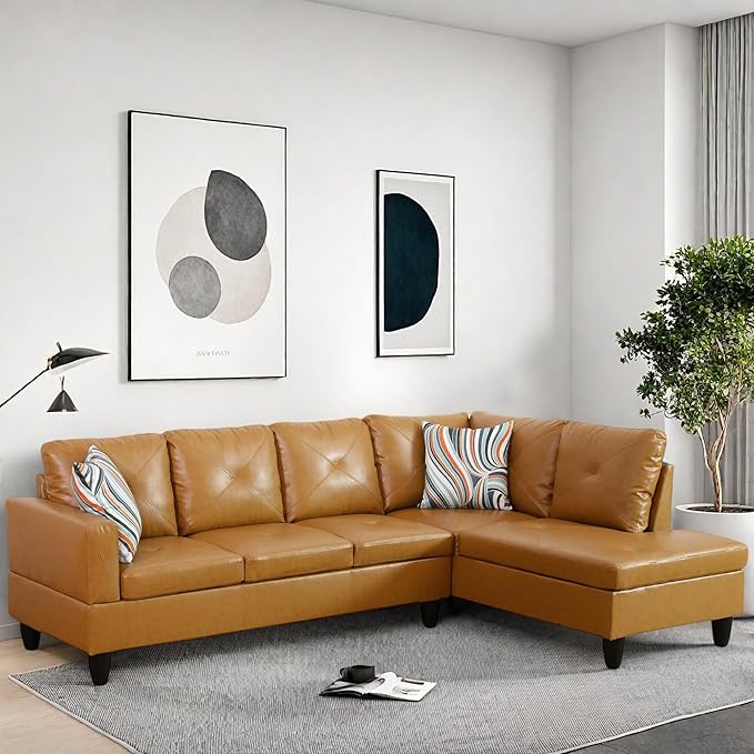 L Shaped Couch Modular Sectional Sofa with Chaise Modern Modular Sofas Furniture Sofa Couches for Living Room/Apartment/Office/Bedroom Ginger