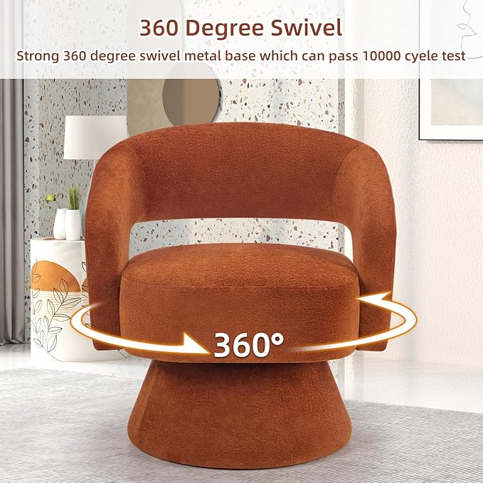 INZOY Swivel Barrel Chair Set of 2 Swivel Accent Chair with Thickened Soft Cushion Modern Chair with Velvet Comfy Round Accent Chair for Living Room Bedroom Orange