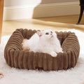 Bedsure ComfyFleece™ Cute Dog Bed for Small Dogs &amp Cats - Washable Furry Puppy Beds Rectangle Orthopedic Corduroy Fleece Pet Beds with Removable Zipper Cover 20x19x6inches Camel Brown