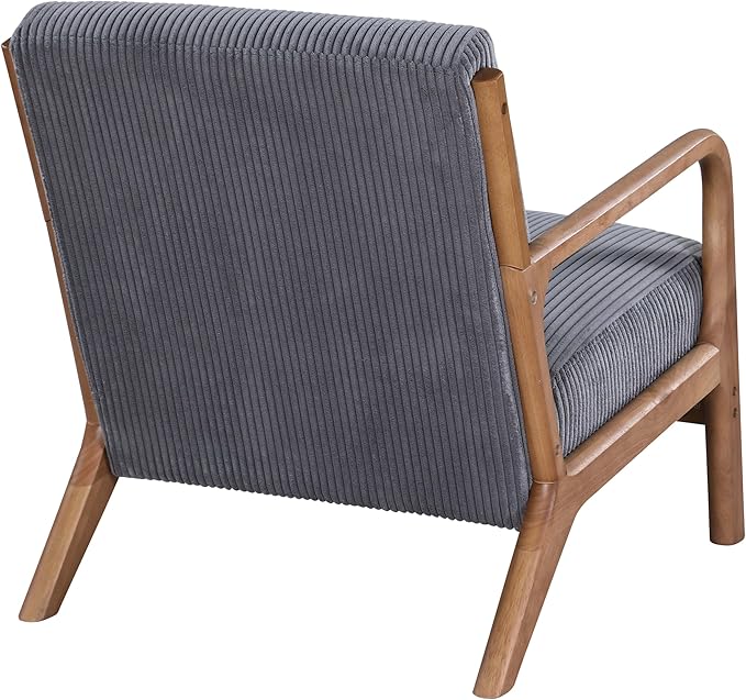 Modern Accent ChairsWaiting Room Chairs with Solid Wood Frame &amp Soft CushionArm Chair with Accent Pillows for Living Room BalconyBedroom (Gray)