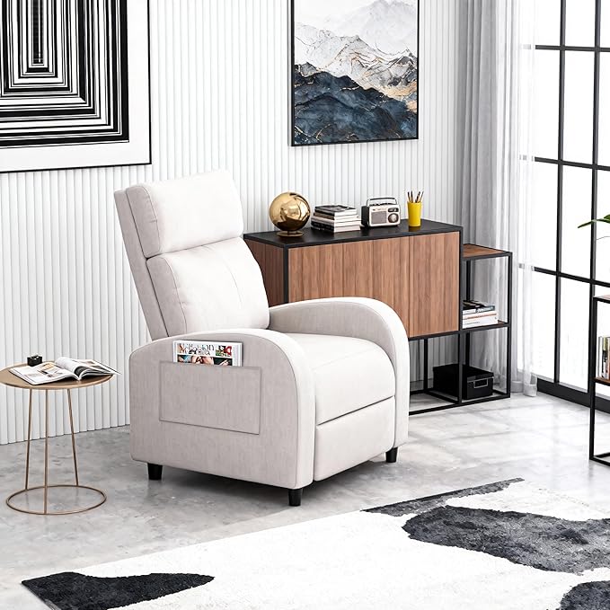 Homall Recliner Chair Recliner Sofa for Adults Recliners Home Theater Seating with Lumbar Support Reclining Sofa Chair for Living Room (Fabric Beige)