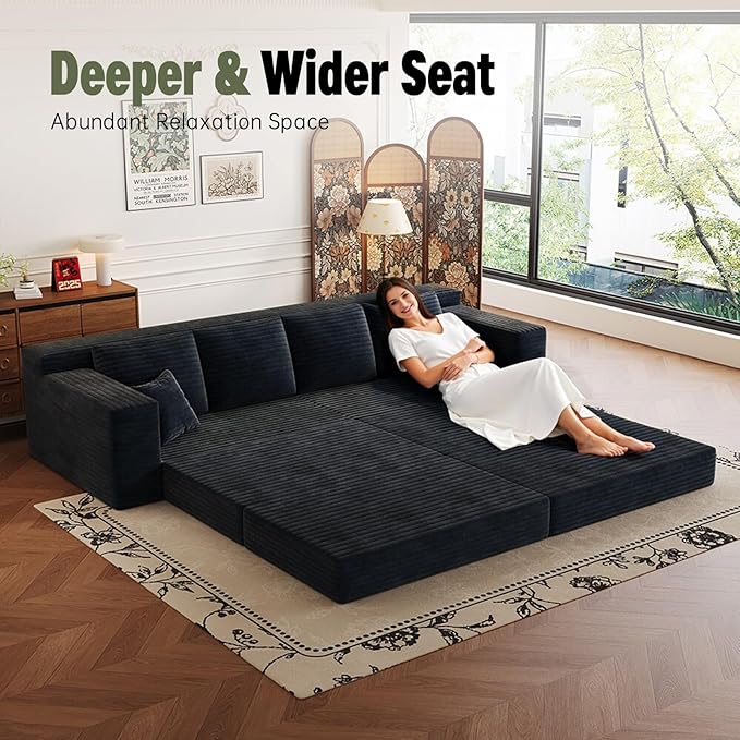 106” Modular Sectional Sofa Cloud Sectional Couch with Deep Seat Modern Modular L-Shape Sofa Couch with ChaiseUpholstered Boneless Couches for Living Room Bedroom No Assembly Required