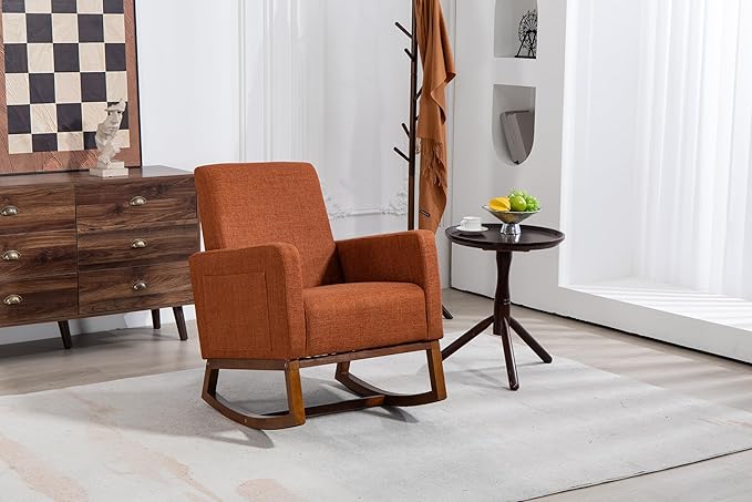 Mid Century Modern Accent Chair with Wood e Upholstered Living Room Chairs with Waist Cushion Reading Armchair for Bedroom Sunroom