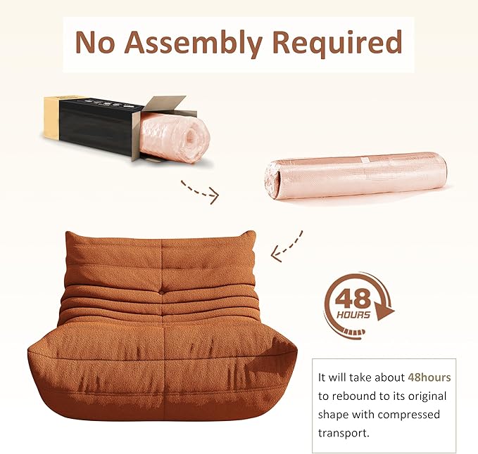 Bean Bag Chairs for Adults Floor Gaming Bean Bag Chair Memory Foam BeanBag Chair Bean Bag Sofa with Filler Faux Fur Fireside Beanbags Lazy Sofa for HomeApartment or Gaming Venue (Orange Single)