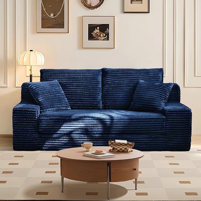 70.9'' Loveseat Sofa 2 Seater Flannel Fabric Loveseat Couches Comfy Upholstered Modern Leisure Love Seat Couch with 2 Pillow Convertible Sofa Bed for Bedroom Office Living Room