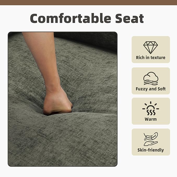 UIXE Cloud Accent Chair Chenille Oversized Armchair Upholstered Reading Chair for Living Room Modern Single Sofa Deep Seat Bedroom Lounge Chair - Gray