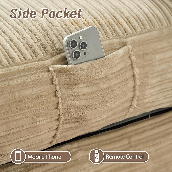 Folding Sofa Bed Convertible Sleeper Chair with Pillow Foldable Mattress Lounge Chair for Living Room Bedroom Portable Guest Bed Beige