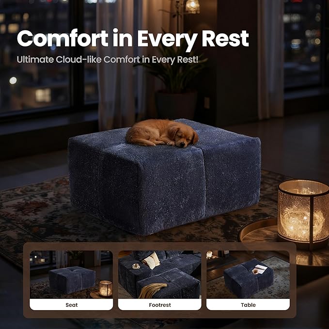 114 Cloud Couch Sectional with OttomanU Shaped Boneless Couches in A BoxDeep Seat Modular Sectional Sofa with Comfy Chaise No Assembly RequiredBlue