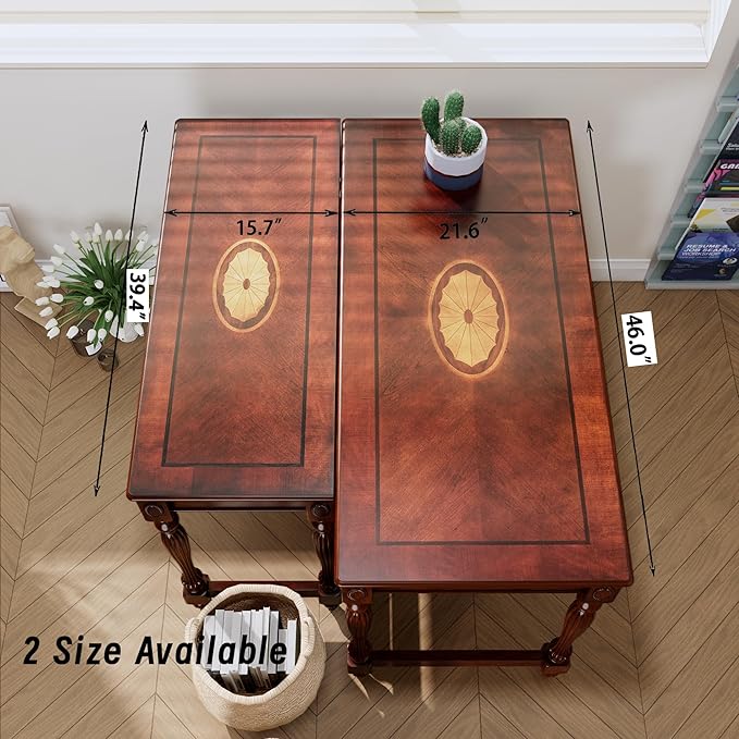 Computer Desk Office Table with 2 Drawers 39.37 Solid Wood Study Writing Desk Workstation with Storage SpaceMid-Century Vanity Dressing Table for Home OfficeCherry Walnut SSZ1533WD