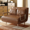 43.3 3-in-1 Modern Faux Leather Convertible Sofa Bed Brown Upholstered Sleeper Sofa with Sturdy Metal Frame &amp High-Density Foam Filling Ideal for Living Rooms Offices &amp Studies