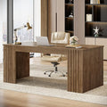 Tribesigns Modern Executive Desk 63-Inch Large Office Computer Desk Study Writing Table Workstation Business Furniture for Home Office Brown