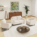 Kingfun Living Room Furniture Sets 2 Armchair and Loveseat Mid Century Modern Sofa Set Chenille Couch with Solid Wood Frame for Living Room &amp Bedroom Beige
