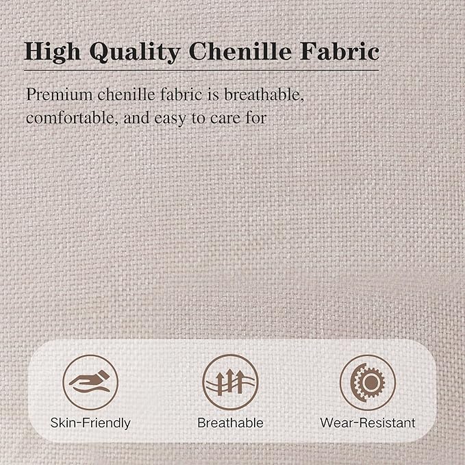 Mlmh &amp Kngwa Oversiezd Reading Chair 43 Inch Chenille Armchair Comfy Upholstered Large Chair Deep Seat Single Sofa with 2 Pillows for Reading Nook Living Room Bedroom Beige