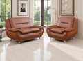Living Room Furniture Sets 2-Piece Living Room Sofa Set Orange Faux Leather Sofa Couches Loveseat and Chair for Bedroom Apartment Rv Car