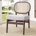 Farini Rattan Accent Chair Upholstered Living Room Chair with Rattan Back &amp Wood Frame Mid-Century Modern Reading Chair for Living Room Bedroom Beige