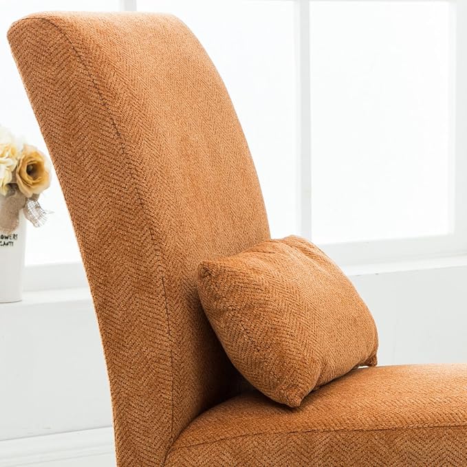 Roundhill Furniture Pisano Orange Fabric Armless Contemporary Accent Chair with Matching Kidney Pillow Single