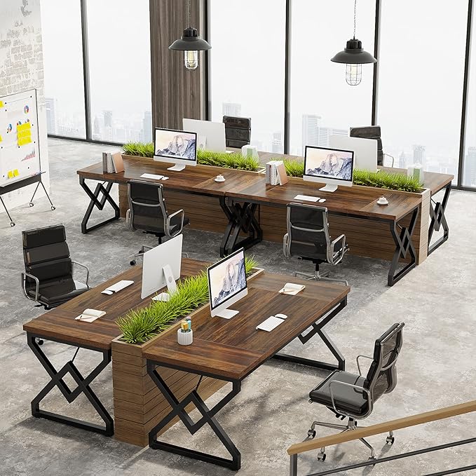 Little Tree 63 W Executive Desk Extra Sturdy Thickened Wooden Workstation Study Desk Computer Desk Large Home Office Writing Desk for Home Office