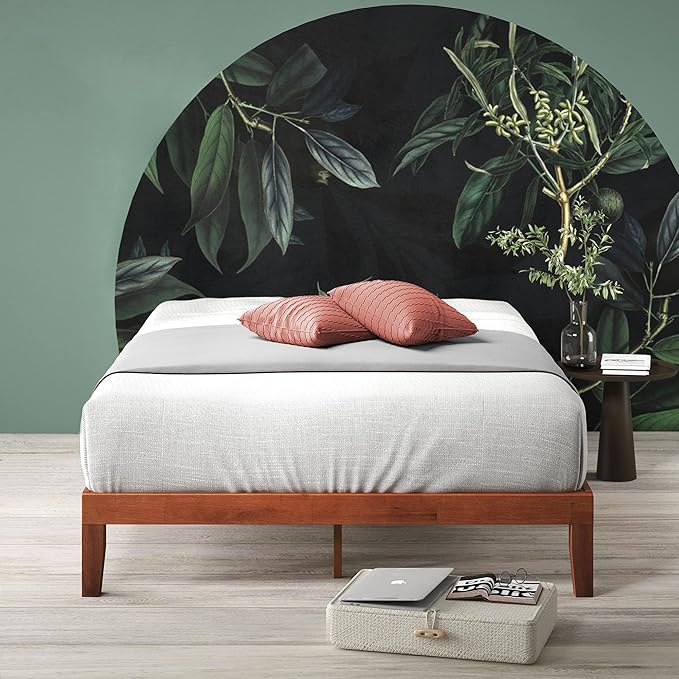Zinus Wen Wood Platform Bed Frame/Solid Wood Foundation/Wood Slat Support/No Box Spring Needed/Easy Assembly Queen