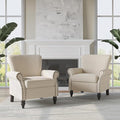 Accent Chair Upholstered Armchair with High Resilience Sponge &amp Wood Legs Mid-Century Modern Comfy Single Sofa Reading Chairs for Living Room Bedroom (Beige Set of 2)